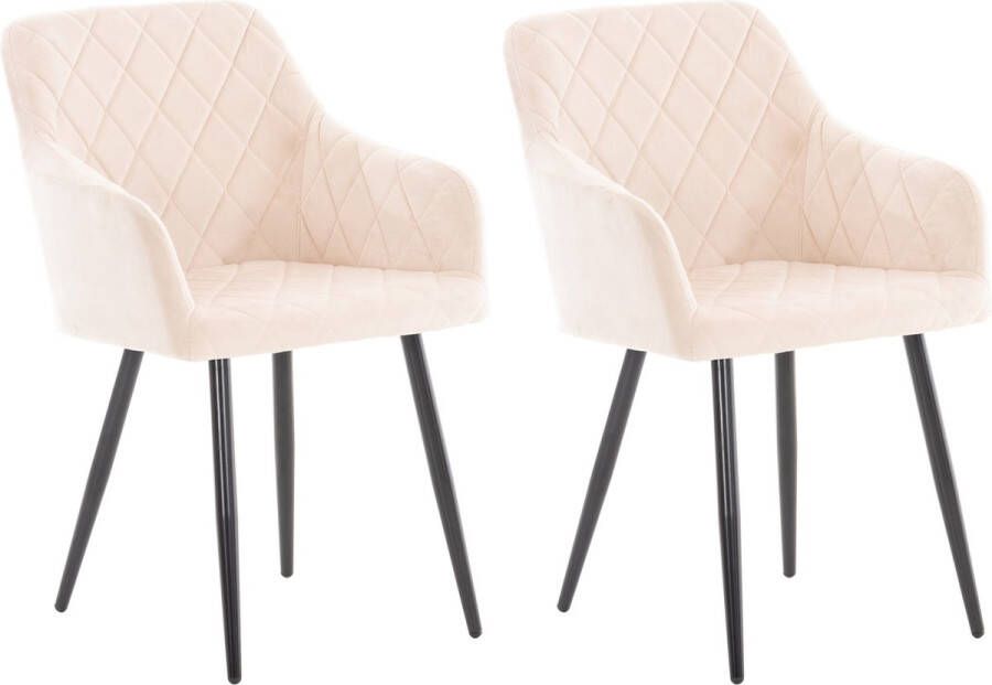 Clp Shila Set van 2 eetkamerstoelen beige Fluweel