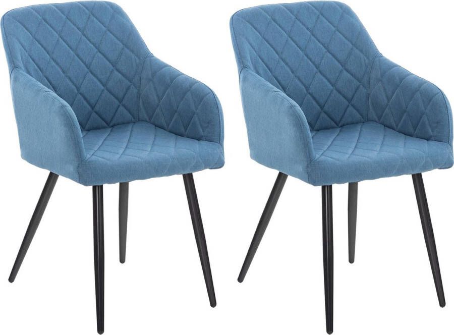 CLP Shila Set van 2 eetkamerstoelen blauw Stof