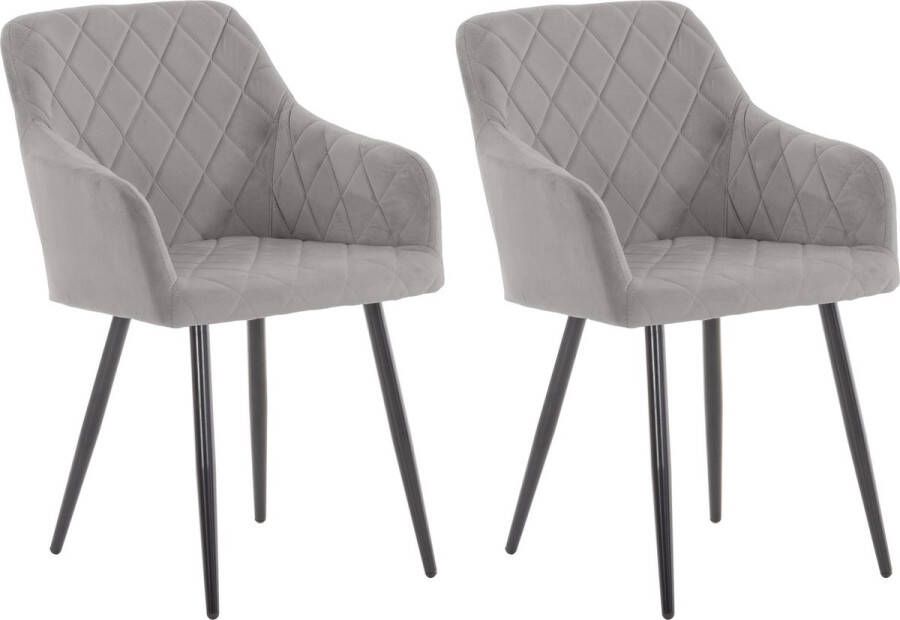 Clp Shila Set van 2 eetkamerstoelen grijs Fluweel