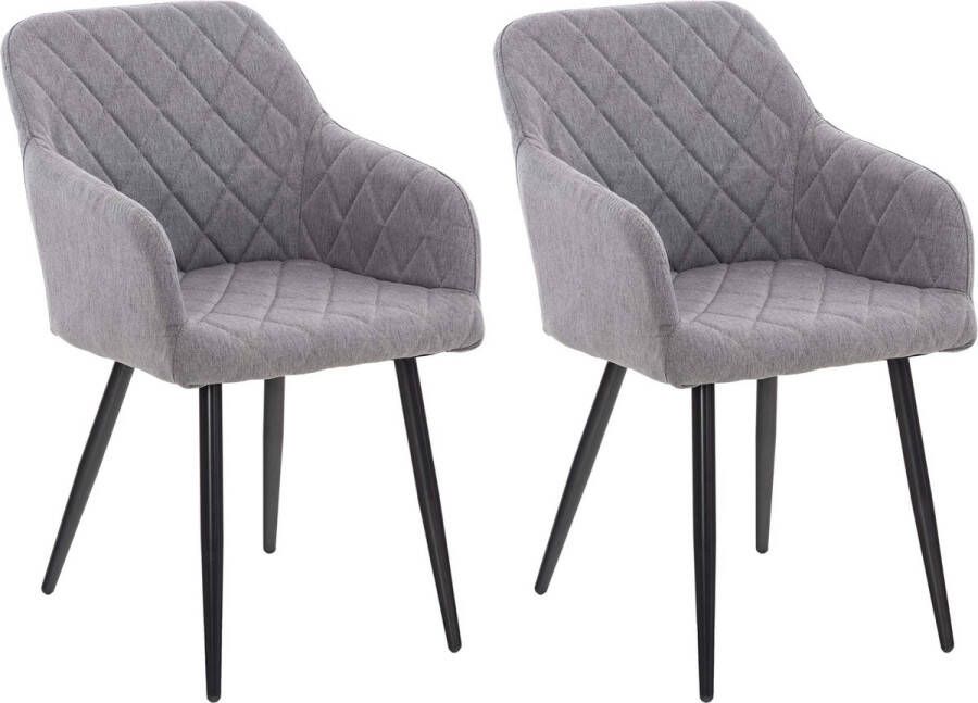 CLP Shila Set van 2 eetkamerstoelen grijs Stof
