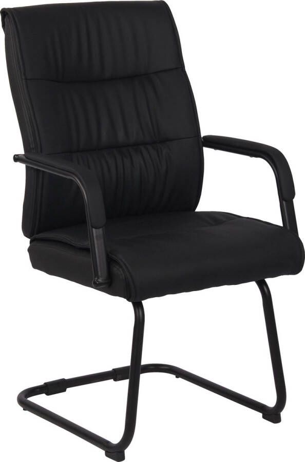 Clp Sievert Bezoekersstoel Met armleuning Eetkamerstoel Kunstleer zwart zwart