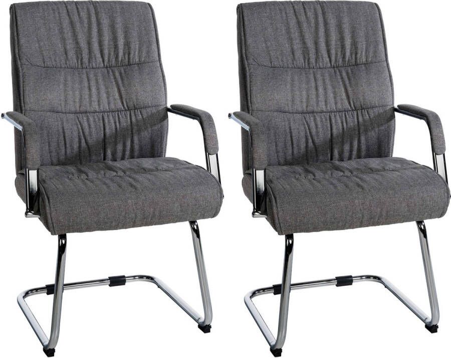 Clp Sievert Set van 2 bezoekersstoelen Met armleuning Eetkamerstoel Stof donkergrijs