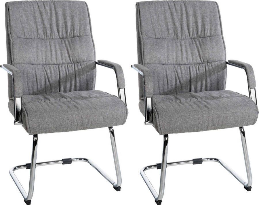 Clp Sievert Set van 2 bezoekersstoelen Met armleuning Eetkamerstoel Stof licht grijs