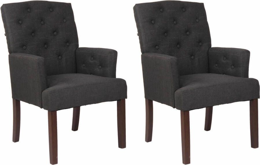 Clp Sugar Set van 2 eetkamerstoelen Stof donkergrijs antiek