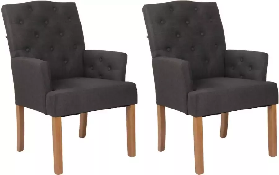 Clp Sugar Set van 2 eetkamerstoelen Stof donkergrijs antiek licht