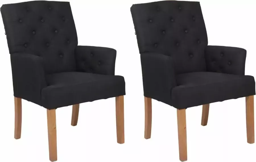 Clp Sugar Set van 2 eetkamerstoelen Stof zwart antiek licht