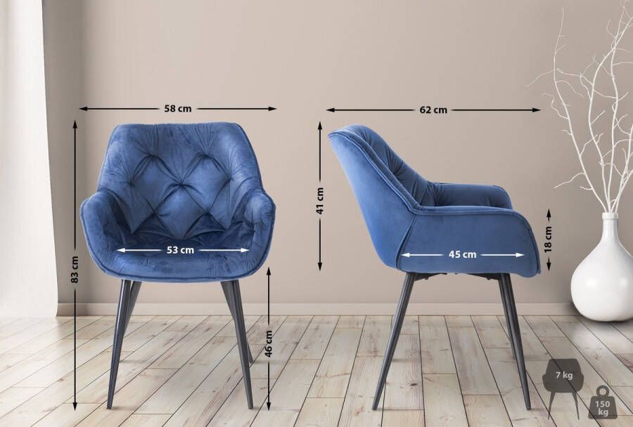 Clp Tanna Set van 4 eetkamerstoelen blauw