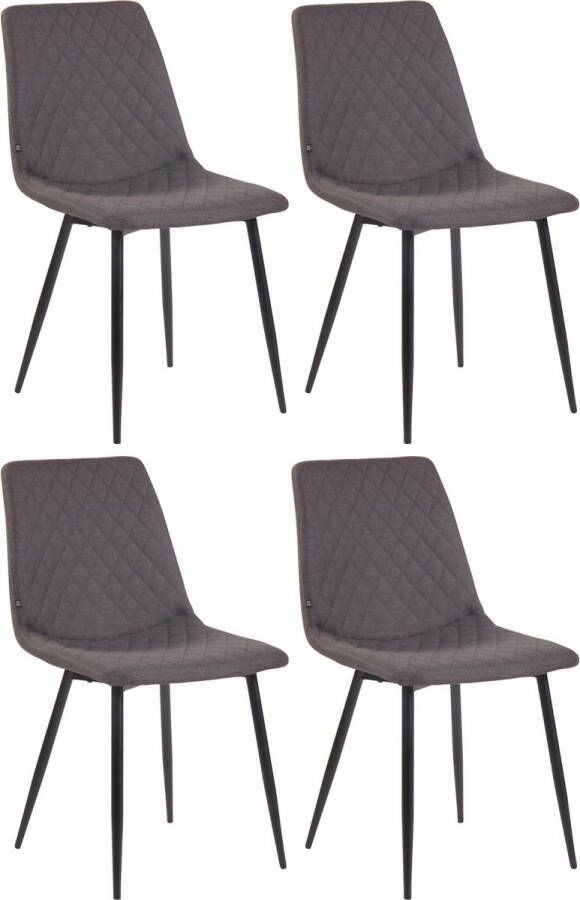 CLP Telde Set van 4 Eetkamerstoelen Zonder armleuning Metaal frame Stof donkergrijs - Foto 3