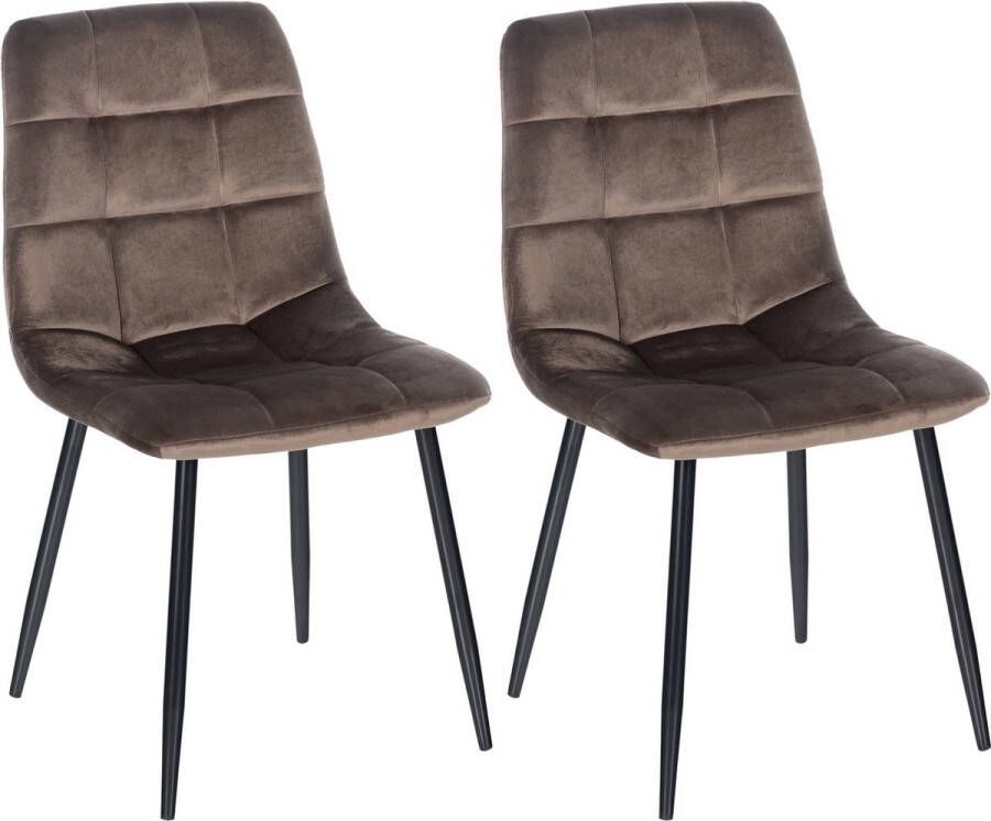 Clp Tilde Set van 2 eetkamerstoelen Zonder armleuning Industrieel Fluweel bruin - Foto 2