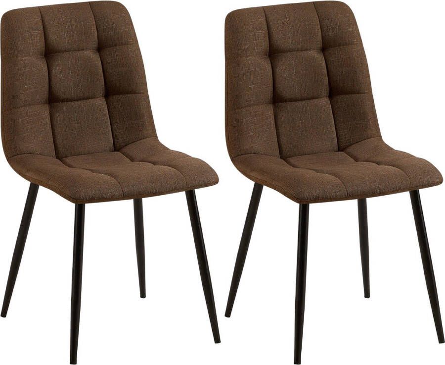 Clp Tilde Set van 2 eetkamerstoelen Zonder armleuning Industrieel Stof bruin - Foto 2