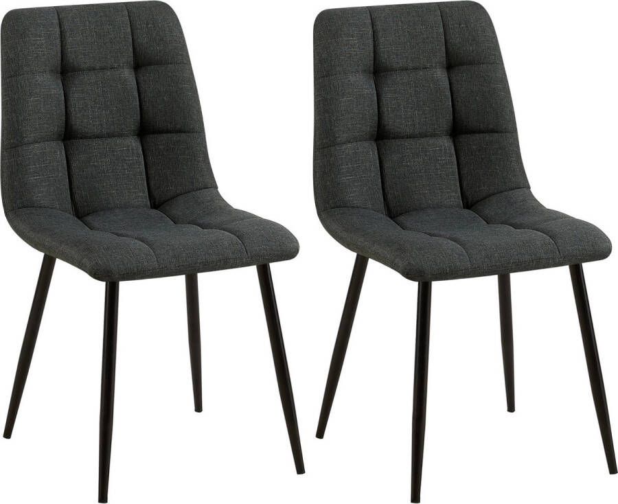 Clp Tilde Set van 2 eetkamerstoelen Zonder armleuning Industrieel Stof donkergrijs - Foto 2