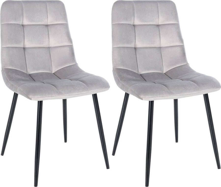 Clp Tilde Set van 2 eetkamerstoelen Zonder armleuning Industrieel Fluweel grijs