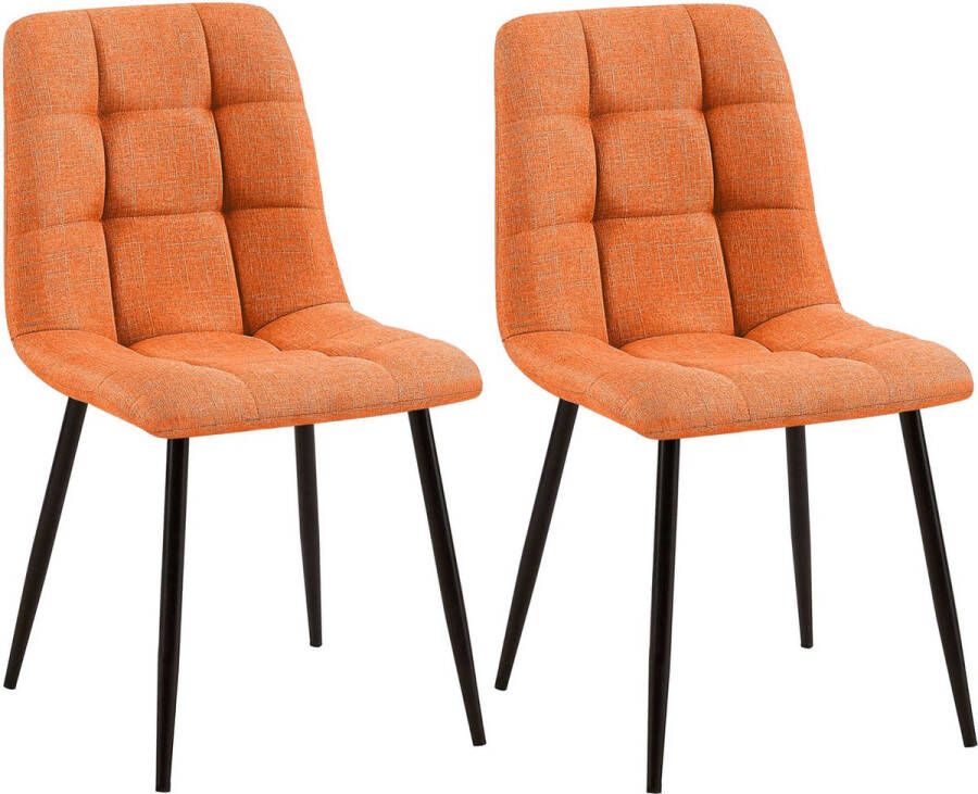 Clp Tilde Set van 2 eetkamerstoelen Zonder armleuning Industrieel Stof oranje - Foto 2