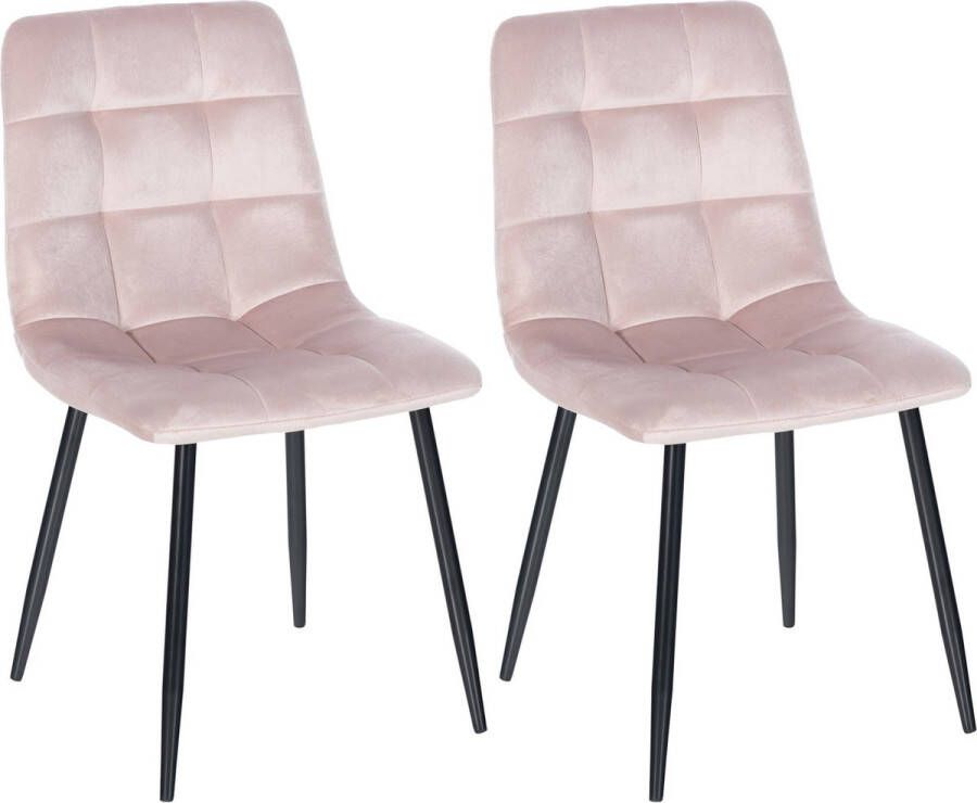 Clp Tilde Set van 2 eetkamerstoelen Zonder armleuning Industrieel Fluweel roze - Foto 2