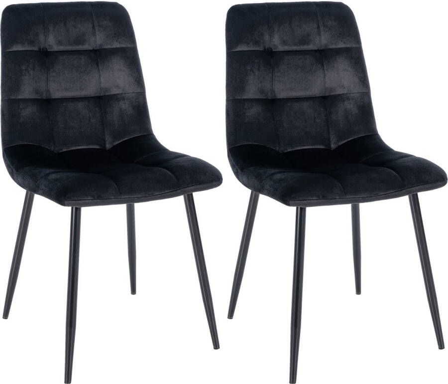 Clp Tilde Set van 2 eetkamerstoelen Zonder armleuning Industrieel Fluweel zwart