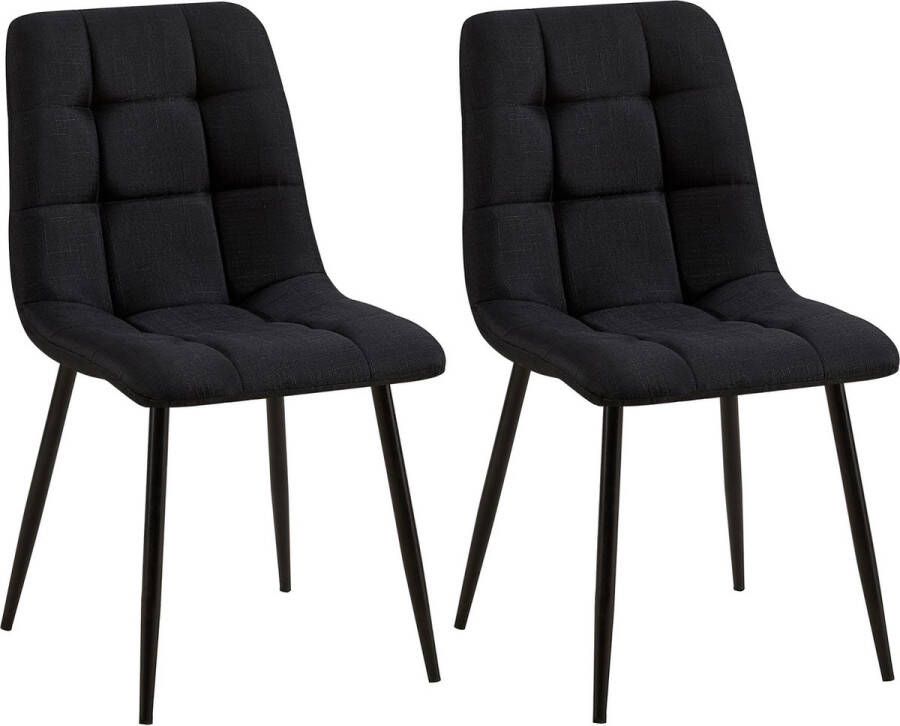 Clp Tilde Set van 2 eetkamerstoelen Zonder armleuning Industrieel zwart Stof - Foto 2