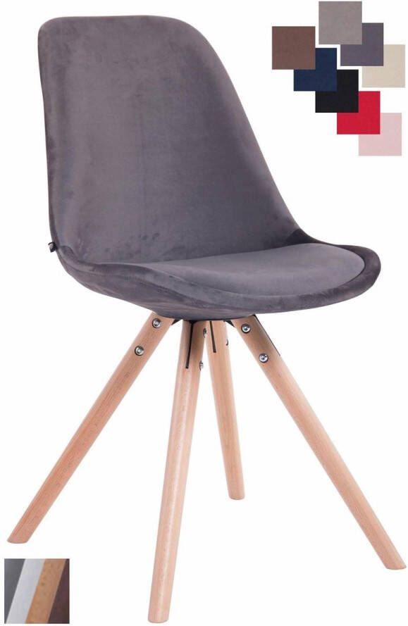 Clp Toulouse Eetkamerstoel Rond frame Fluweel donkergrijs natura (eik) - Foto 1