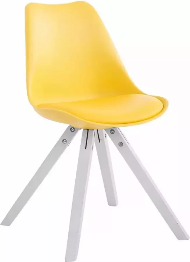 Clp Toulouse Eetkamerstoel Vierkant frame Kunstleer geel wit (eik)