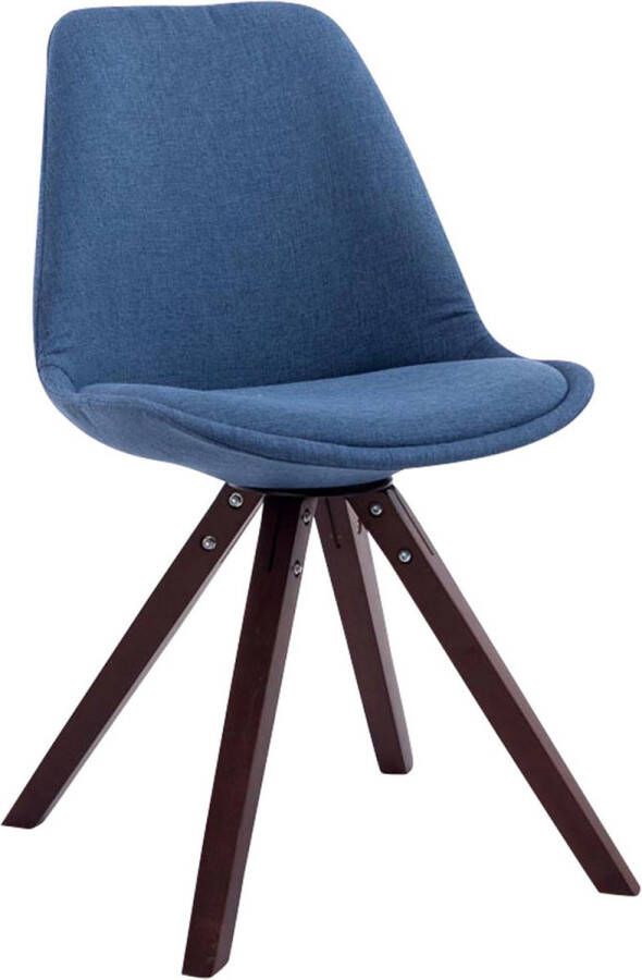 Clp Toulouse Eetkamerstoel Vierkant Stof Blauw Kleur onderstel cappuccino