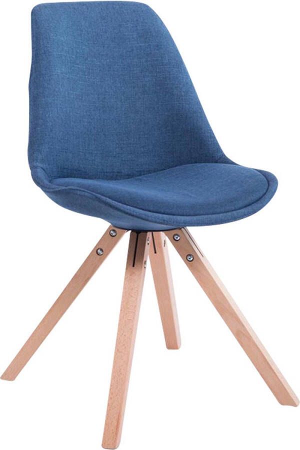 Clp Toulouse Eetkamerstoel Vierkant Stof Blauw Kleur onderstel natura