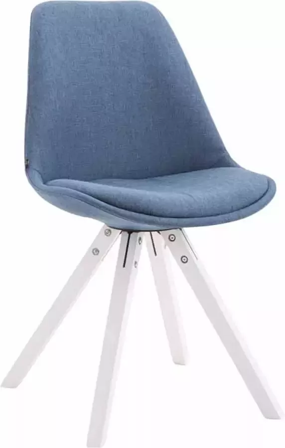 Clp Toulouse Eetkamerstoel Vierkant Stof Blauw Kleur onderstel wit (eiken)