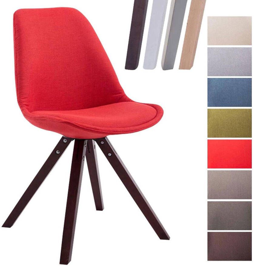 Clp Toulouse Eetkamerstoel Vierkant Stof Rood Kleur onderstel cappuccino