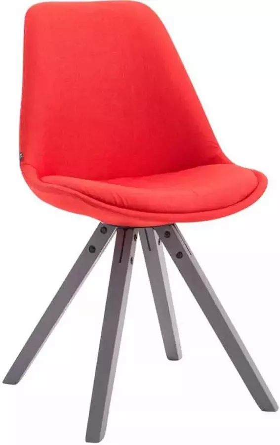 Clp Toulouse Eetkamerstoel Vierkant Stof Rood Kleur onderstel grijs - Foto 2