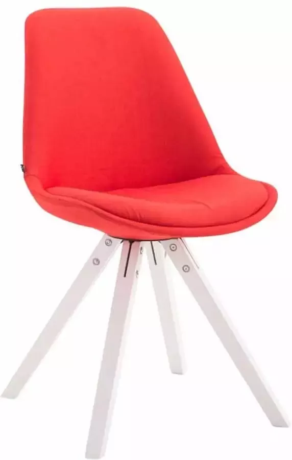 Clp Toulouse Eetkamerstoel Vierkant Stof Rood Kleur onderstel wit