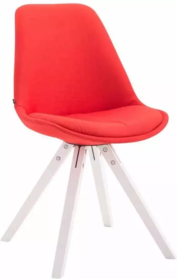 Clp Toulouse Eetkamerstoel Vierkant Stof Rood Kleur onderstel wit (eiken)