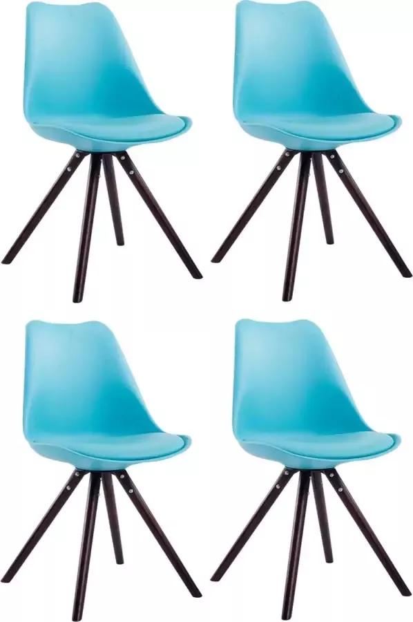 CLP Set van 4 eetkamerstoelen Toulouse Cappuccino Rond Frame Kunstleer