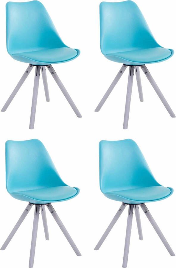 Clp Toulouse Set van 4 stoelen Rond Kunstleer blauw grijs