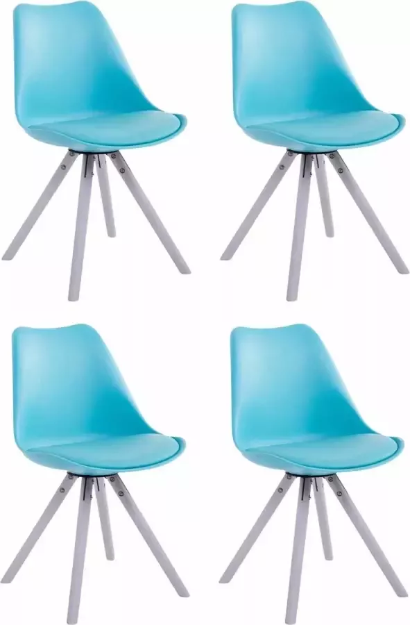 CLP Set van 4 eetkamerstoelen Toulouse Grijs Rond Frame Kunstleer