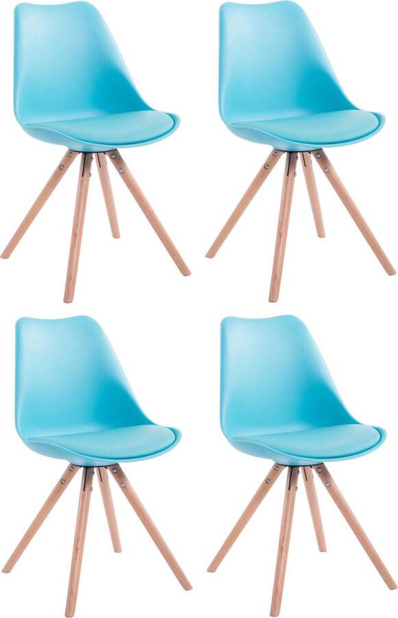 Clp Toulouse Set van 4 stoelen Rond Kunstleer blauw natura