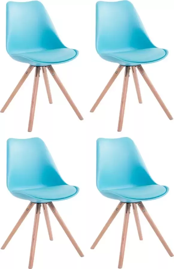 CLP Set van 4 eetkamerstoelen Toulouse Natura Rond Frame Kunstleer