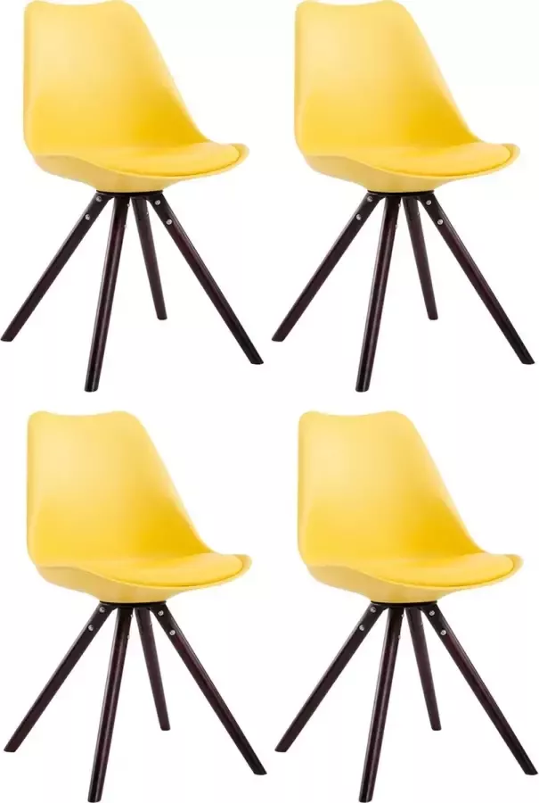 CLP Set van 4 eetkamerstoelen Toulouse Cappuccino Rond Frame Kunstleer