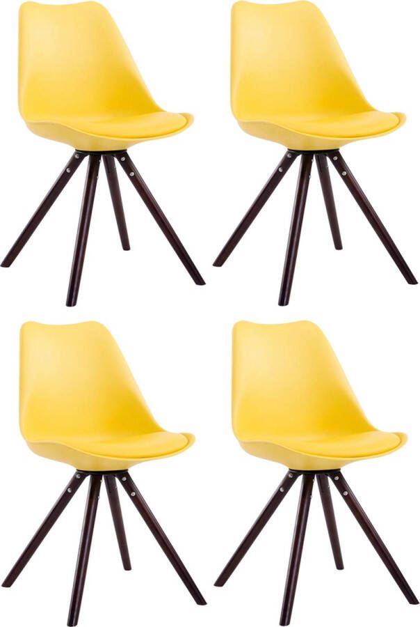 Clp Toulouse Set van 4 stoelen Rond Kunstleer geel cappuccino (eik)
