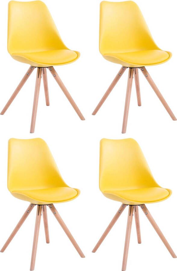 Clp Toulouse Set van 4 stoelen Rond Kunstleer geel natura (eik)