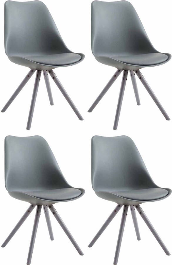 Clp Toulouse Set van 4 stoelen Rond Kunstleer grijs