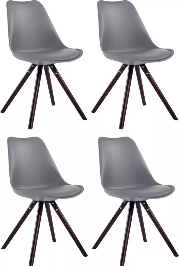 CLP Set van 4 eetkamerstoelen Toulouse Cappuccino Rond Frame Kunstleer