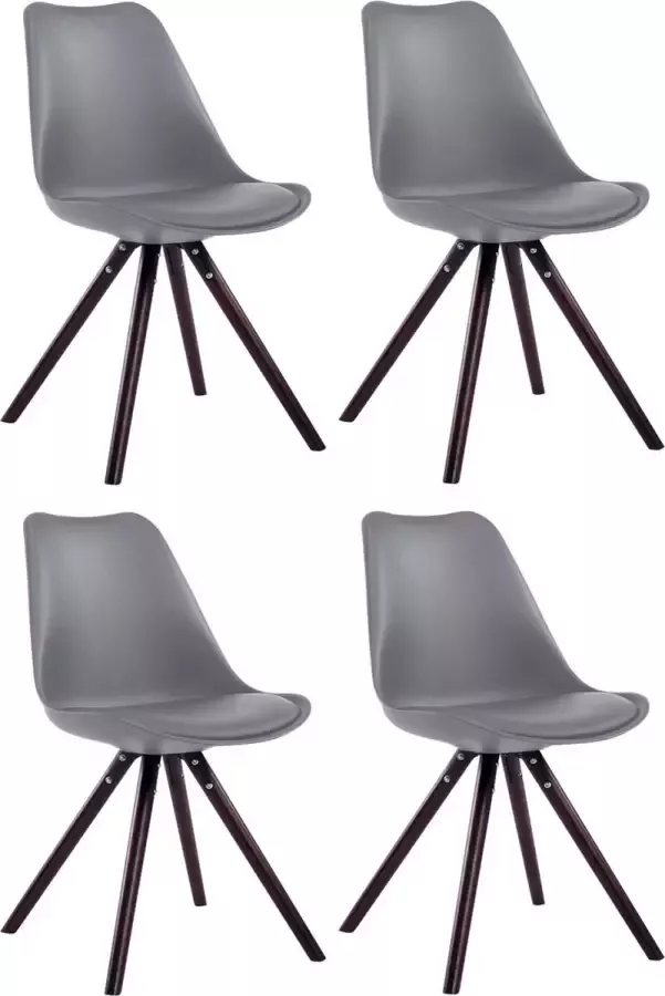 Clp Toulouse Set van 4 stoelen Rond Kunstleer grijs cappuccino (eik)