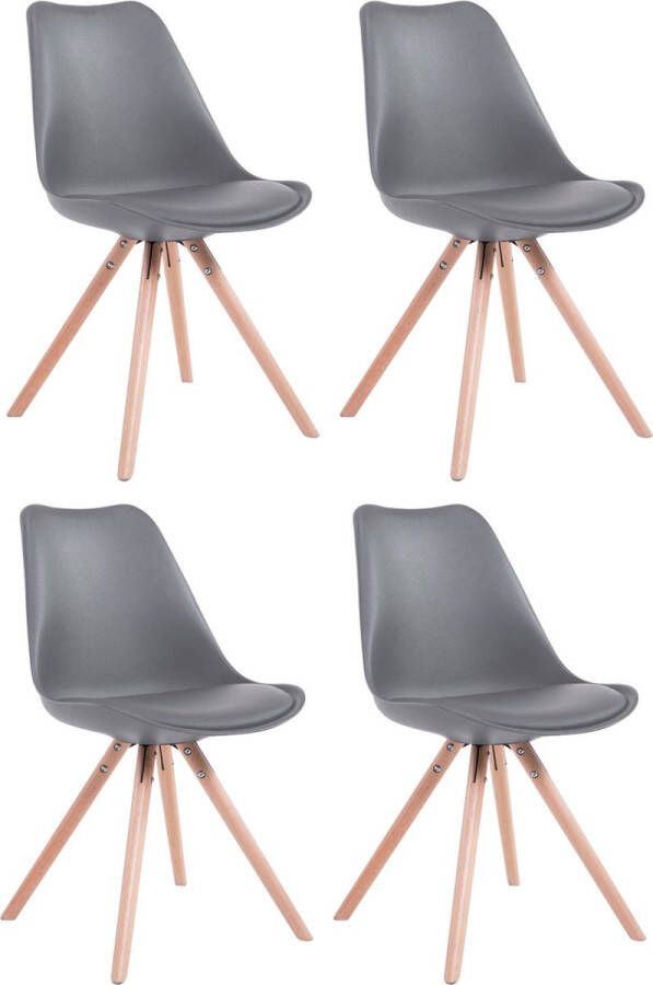 Clp Toulouse Set van 4 stoelen Rond Kunstleer grijs natura
