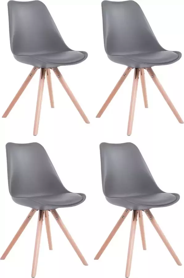 CLP Set van 4 eetkamerstoelen Toulouse Natura Rond Frame Kunstleer