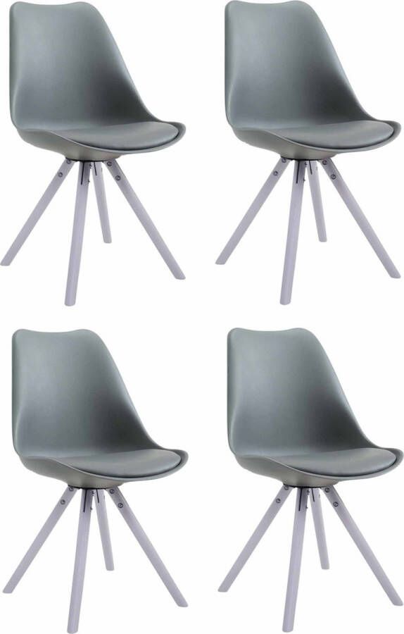 Clp Toulouse Set van 4 stoelen Rond Kunstleer grijs wit