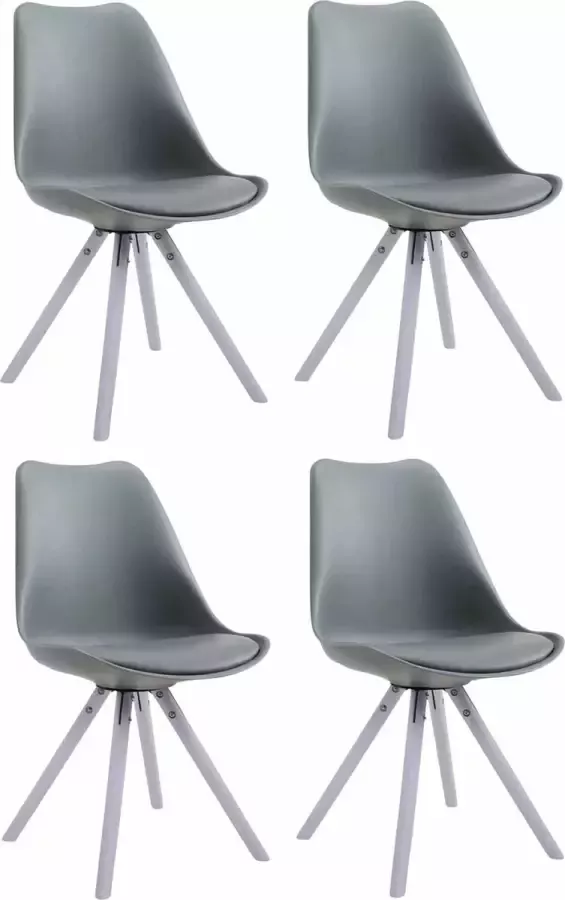 Clp Toulouse Set van 4 stoelen Rond Kunstleer grijs wit (eik)