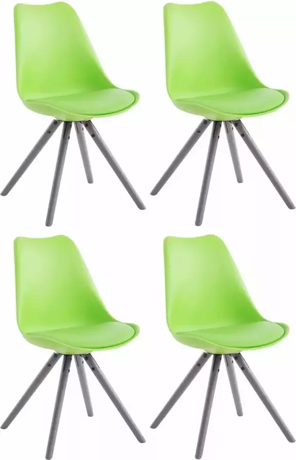 CLP Set van 4 eetkamerstoelen Toulouse Grijs Rond Frame Kunstleer