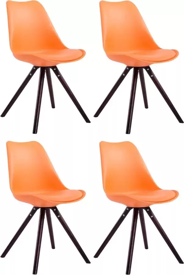 CLP Set van 4 eetkamerstoelen Toulouse Cappuccino Rond Frame Kunstleer