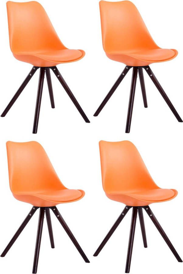 Clp Toulouse Set van 4 stoelen Rond Kunstleer oranje cappuccino (eik)