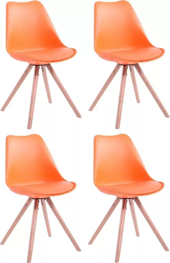 Clp Toulouse Set van 4 stoelen Rond Kunstleer oranje natura (eik)