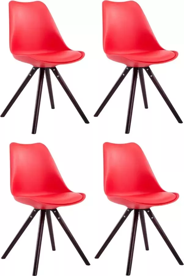 CLP Set van 4 eetkamerstoelen Toulouse Cappuccino Rond Frame Kunstleer