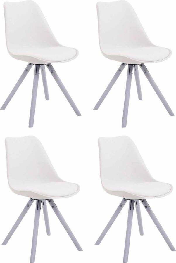Clp Toulouse Set van 4 stoelen Rond Kunstleer wit
